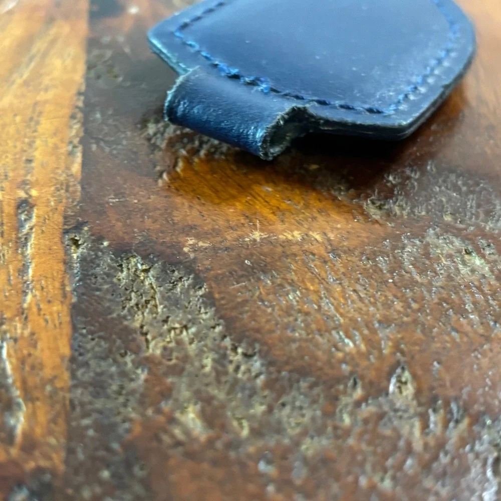 Porsche Blue Leather Crest Key Fob Stuttgart Shield Keychain Accessory